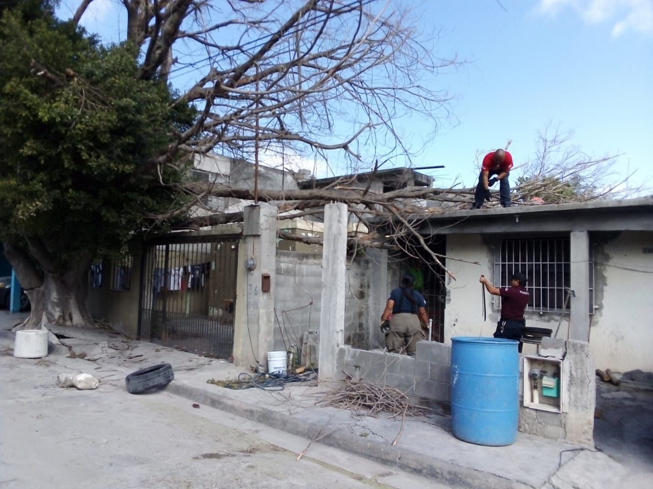 Ventarrones causaron afectaciones en ciudad; 10 postes a punto de caer