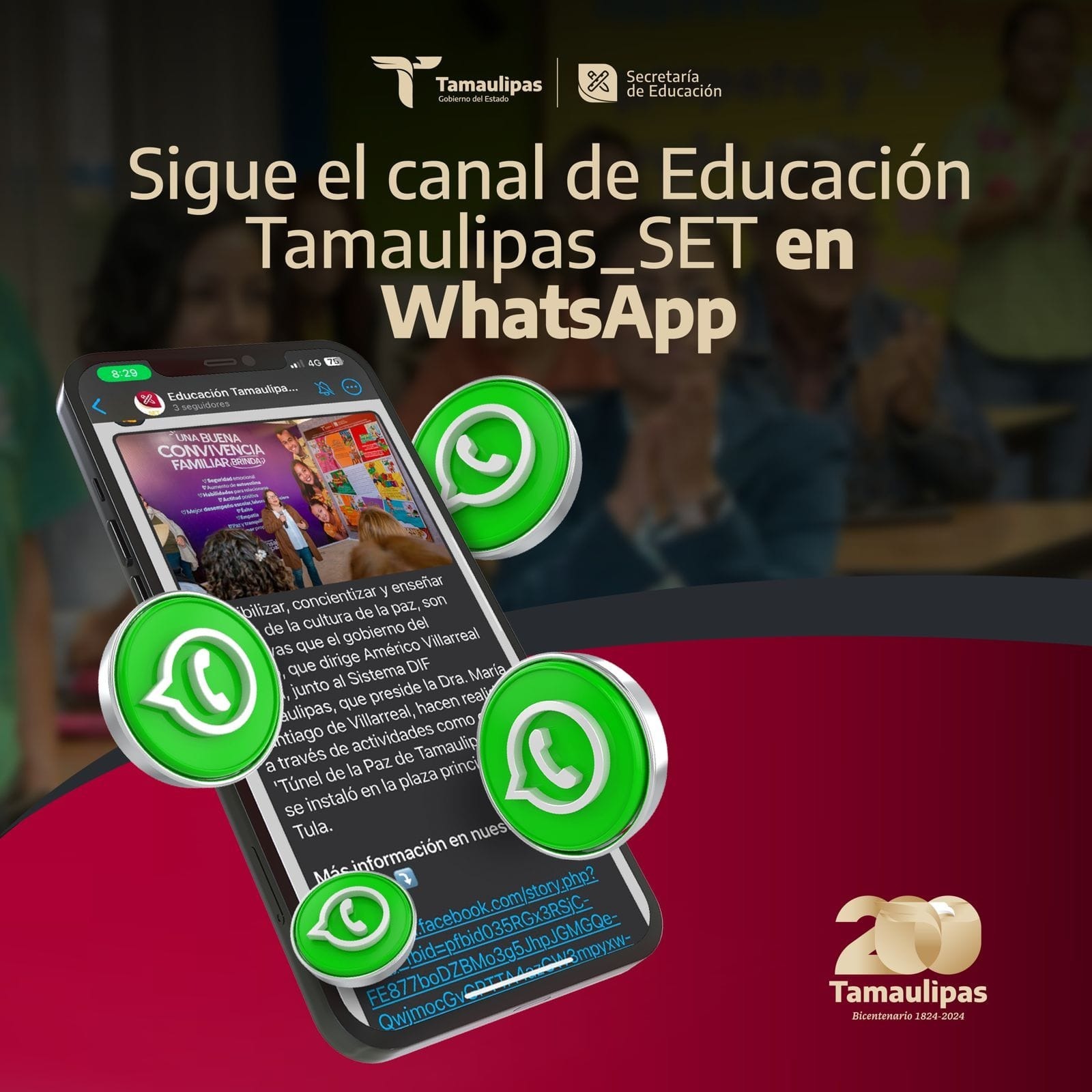 Secretaría de Educación de Tamaulipas presenta su canal de Whatsapp