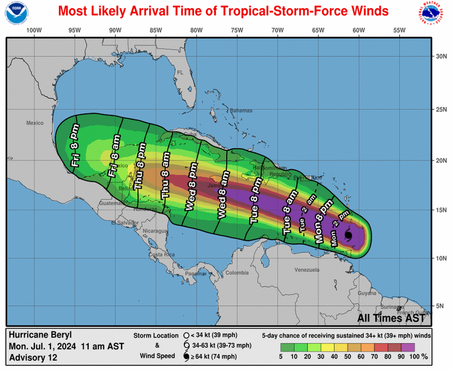 Atención: prevén que Beryl impacte entre Tamaulipas y Veracruz como huracán categoría 1
