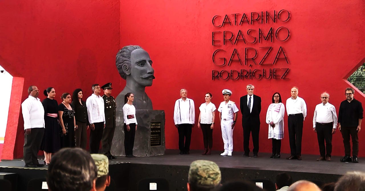 AMLO, CLAUDIA Y AVA RINDEN HOMENAJE EN MATAMOROS A CATARINO ERASMO GARZA; LOS ACOMPAÑA RUBEN SAUCEDA