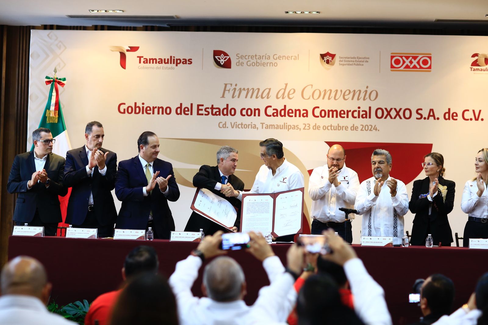 Firman convenio Gobierno de Tamaulipas y Oxxo para fortalecer seguridad